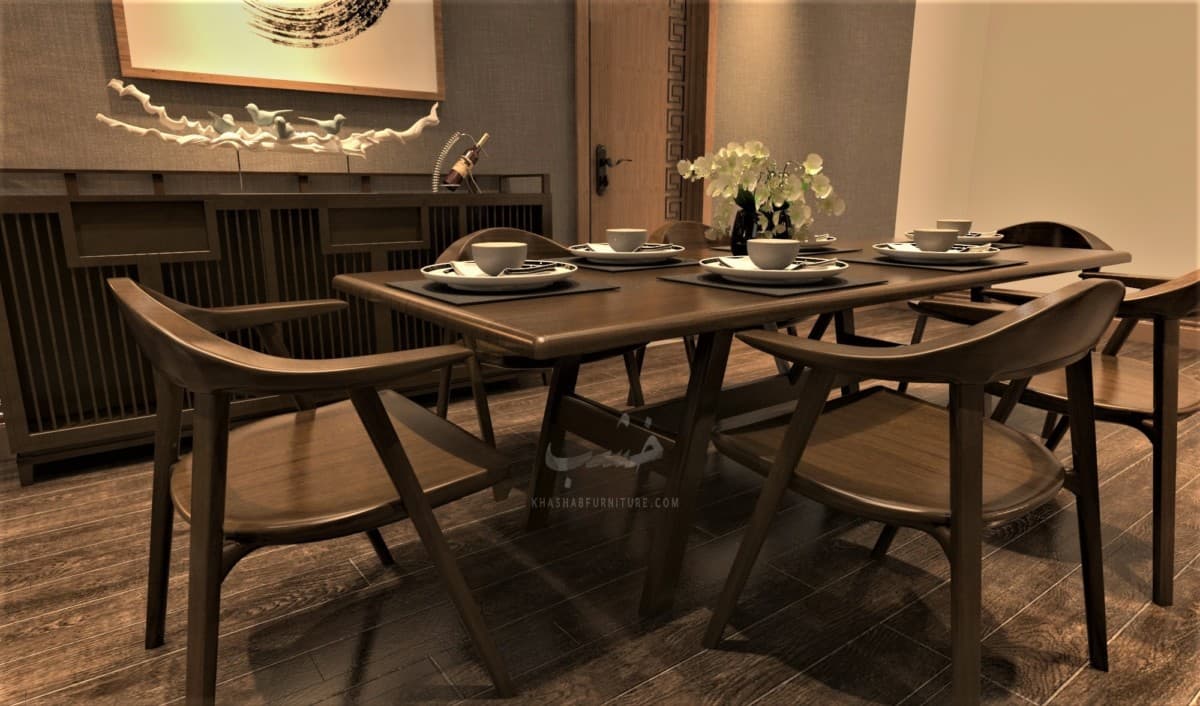 Sonetto Dining Table Egypt set with six wooden chairs