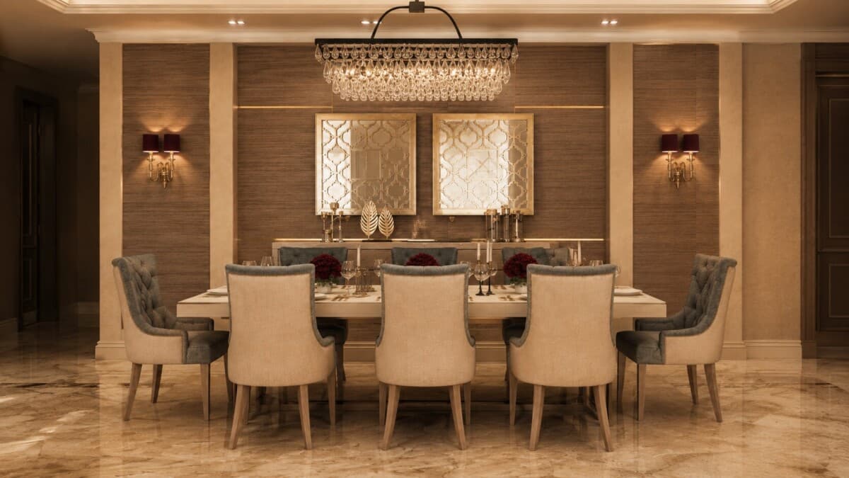 Brown Belissima Dinning Table in Luxurious dinning Room