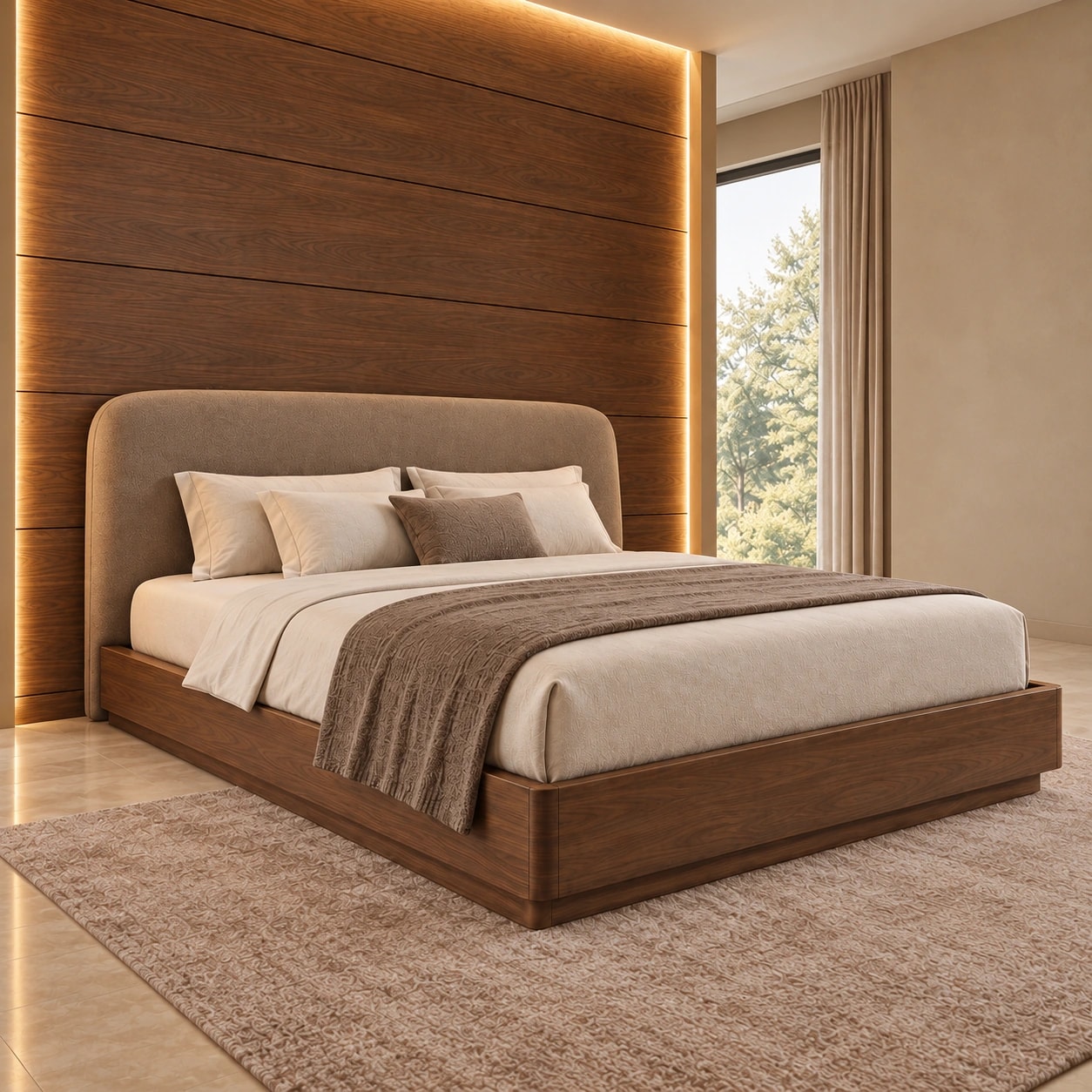 Vellora Bed — left view | Khashab Furniture