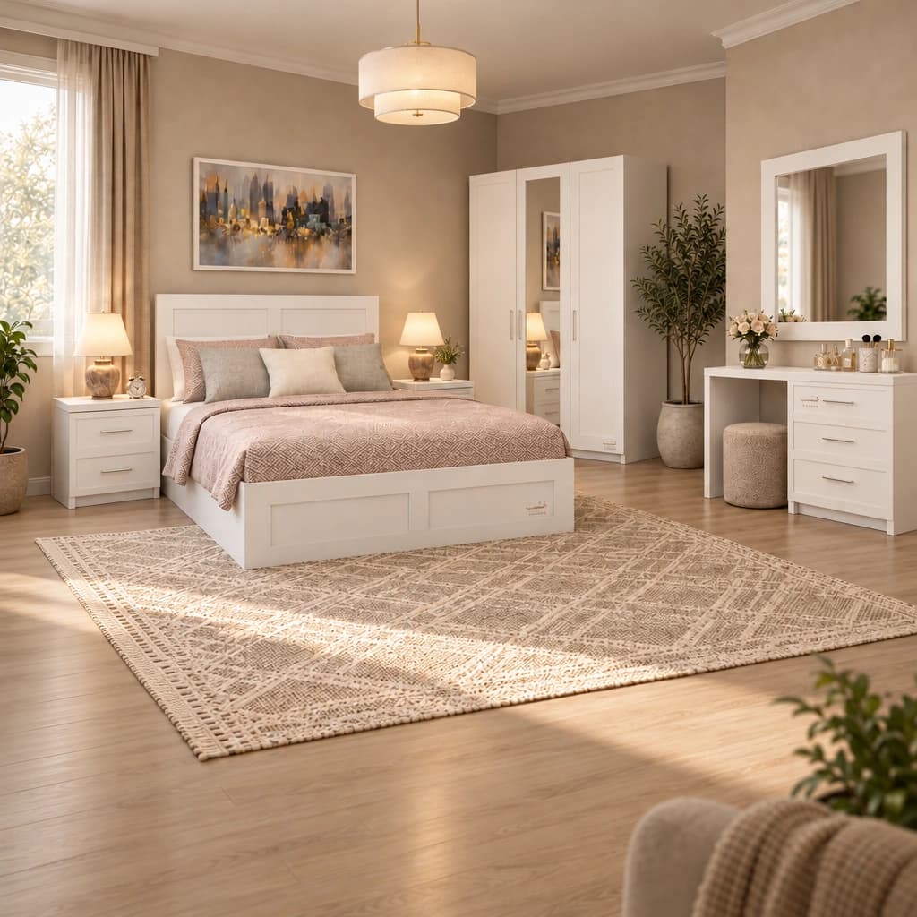 Basic White Room Set full bedroom set by Khashab Furniture
