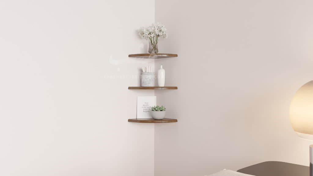 Corner Wall Rack Egypt in natural wood finish