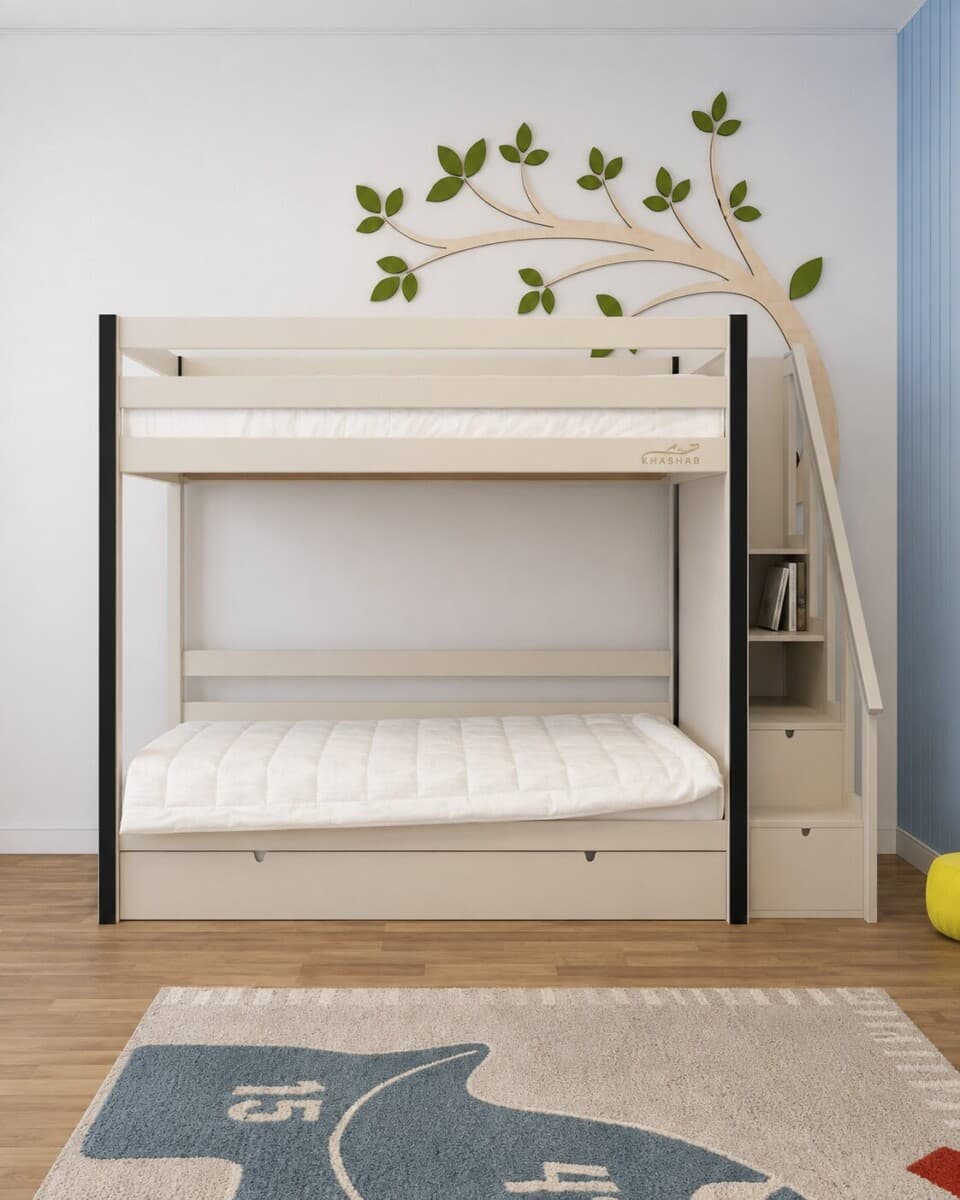 White Bunk Bed for kids in a kids's room