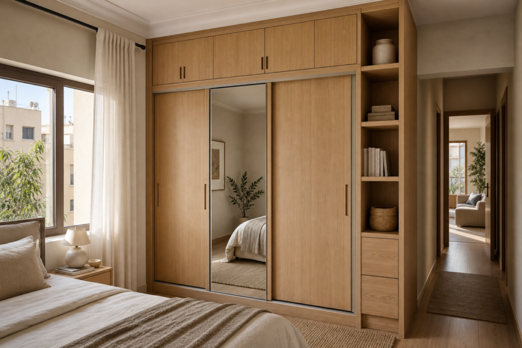 Custom wardrobe designed for a small bedroom in Egypt
